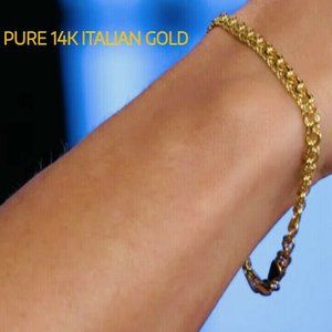 Pure 14K Italian Yellow Gold Diamond-Cut Bracelet